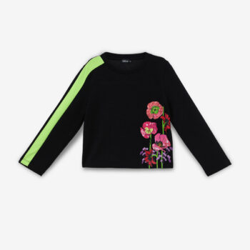 Детска блуза за момиче LIA LEA с щампа FLOWERY BLACK