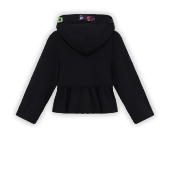 Детски суитшърт с цип и качулка за момиче LIA LEA с ефектен дизайн FLOWERY BLACK