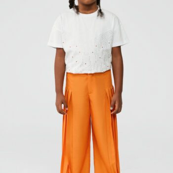 Детски широк панталон TYESS ORANGE BOHO за момиче