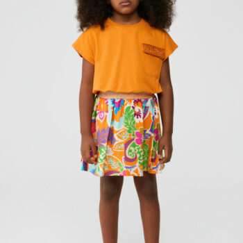 Детска пола TYESS ORANGE BOHO с флорален мотив