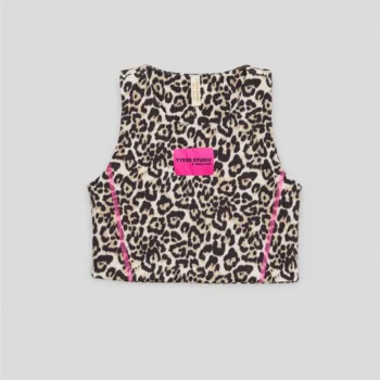 Детски къс топ TYESS SPORTS PINK ONE за момиче с леопардов принт