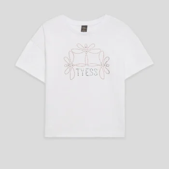 Детска тениска TYESS MONOGRAM за момиче с камъчета
