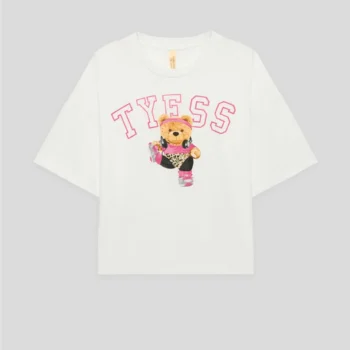 Детска тениска TYESS SPORTS PINK ONE за момиче с щампа мече